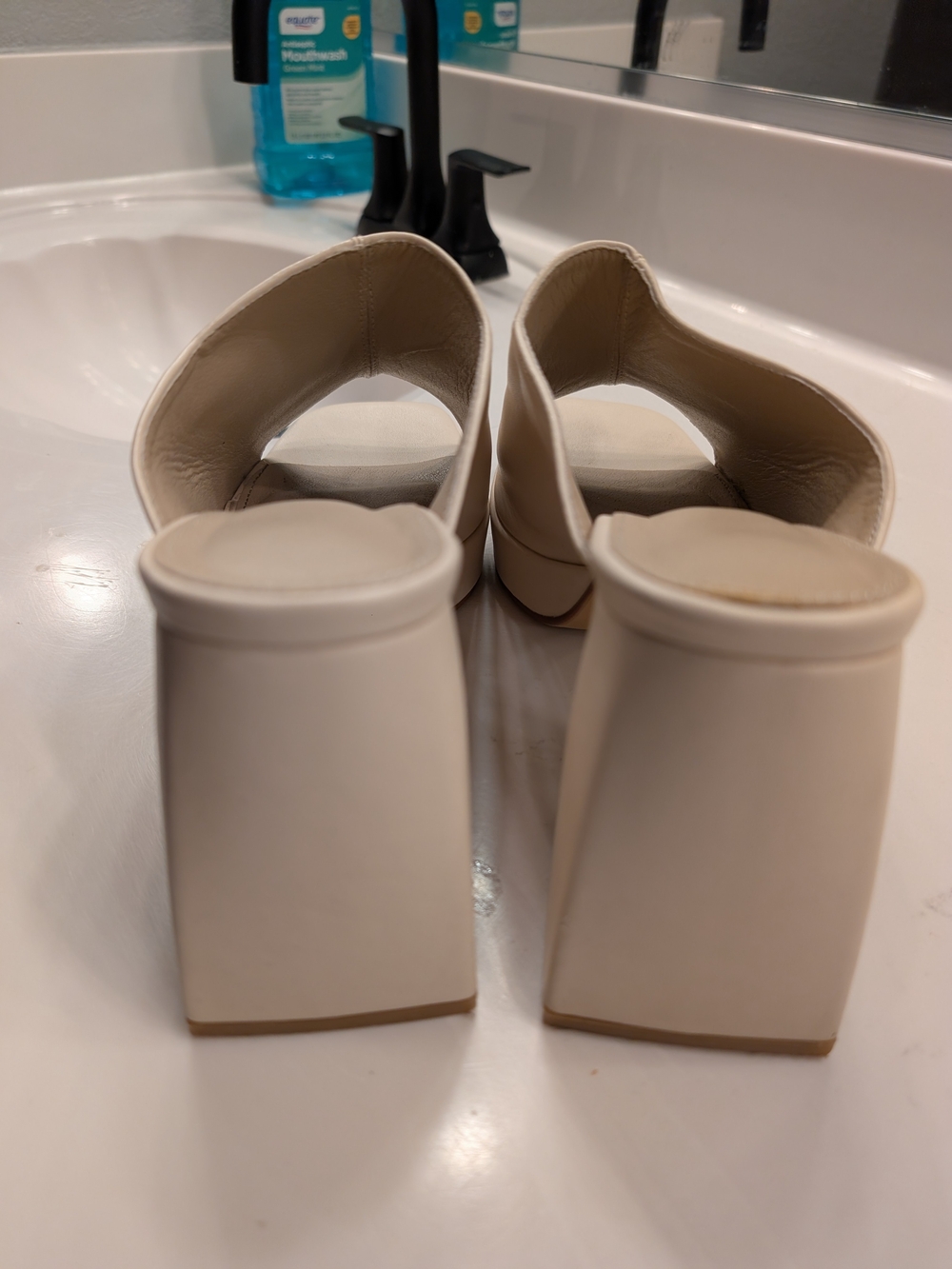 Classic Cream Block Heel Mules - Women